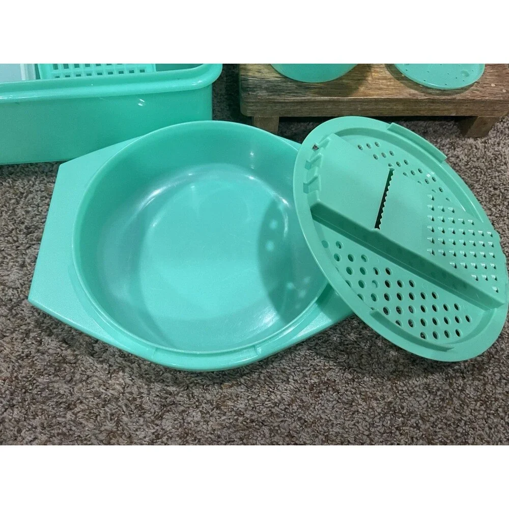 Tupperware Mint Green Grater Bowl Mandoline Slicer Reamer Lot 6pc